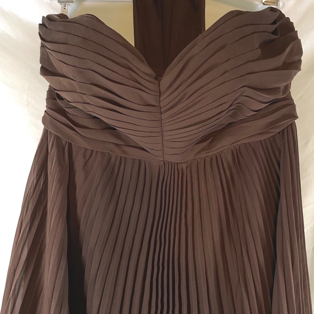 Azazie Bridesmaid Dress Wedding Guest Address Formal Long Gown Size 4 Brown - Picture 10 of 15